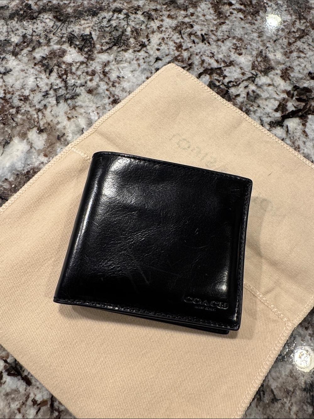 Coach Black water, buffalo, leather, slim wallet